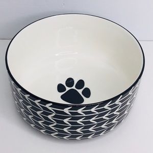 Signature Houseware WHITE ARROW Pet Bowl Cat Dog Water Food Ceramic Bla…